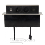 Solight USB výsuvný blok zásuvek, 2 zásuvky + HDMI + USB, nerez + plast, 3 x 1mm2, stříbrný Náhled