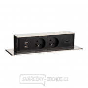 Solight USB výsuvný blok zásuvek, 2 zásuvky + HDMI + USB, nerez + plast, 3 x 1mm2, stříbrný gallery main image