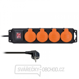Solight prodlužovací přívod IP44, 4 zásuvky, vypínač, venkovní, 3m gallery main image