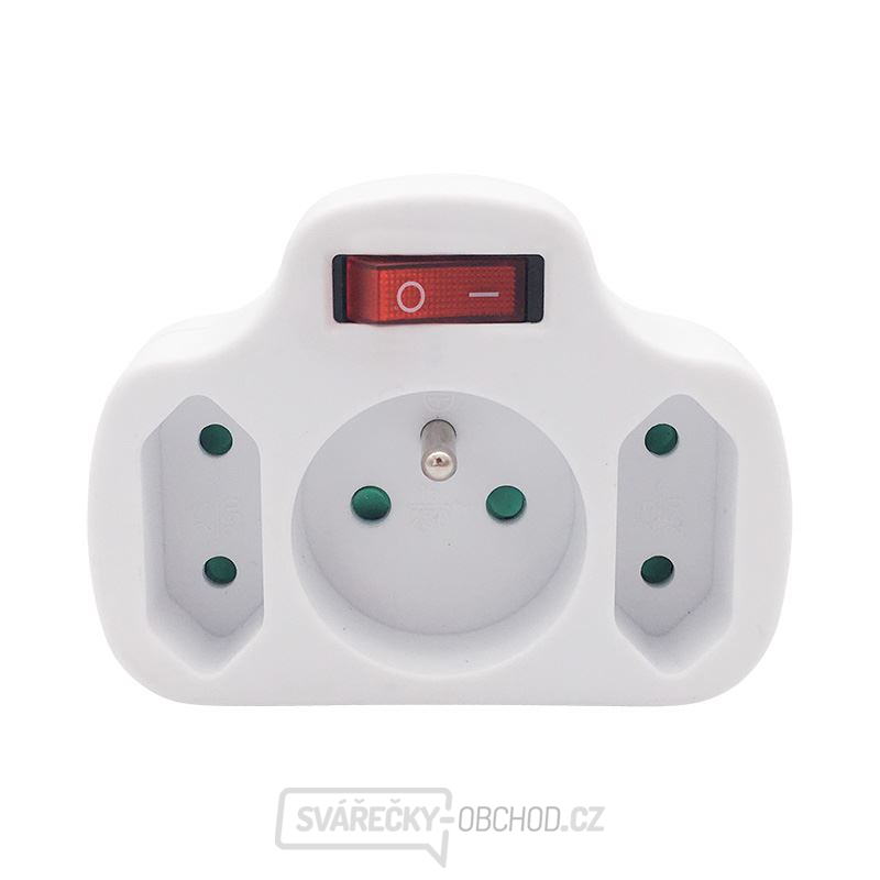 Solight rozbočka, 1x 10A + 2x 2,5A, bílá, vypínač