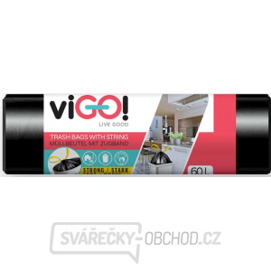 viGO! Pytle odpadkové LDPE zatahovací 60l/15 ks 65x75cm - černé