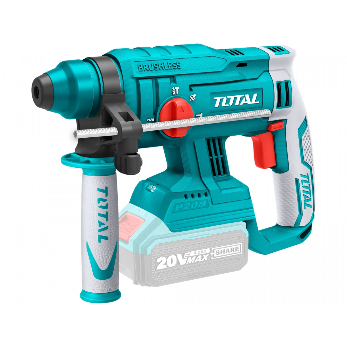 Kladivo vrtací a sekací AKU, SDS Plus, Brushless, 20V Li-ion, 2000mAh, 1,5J, industrial gallery main image