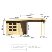 Dřevěný domek KARIBU ASKOLA 3 + přístavek 280 cm (77726) natur Náhled