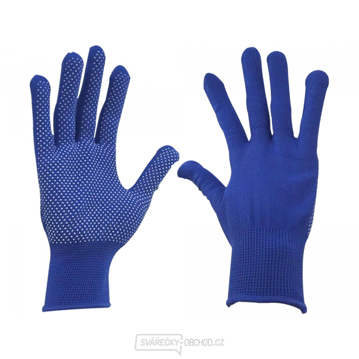 Rukavice z polyesteru s PVC terčíky na dlani, velikost 8"