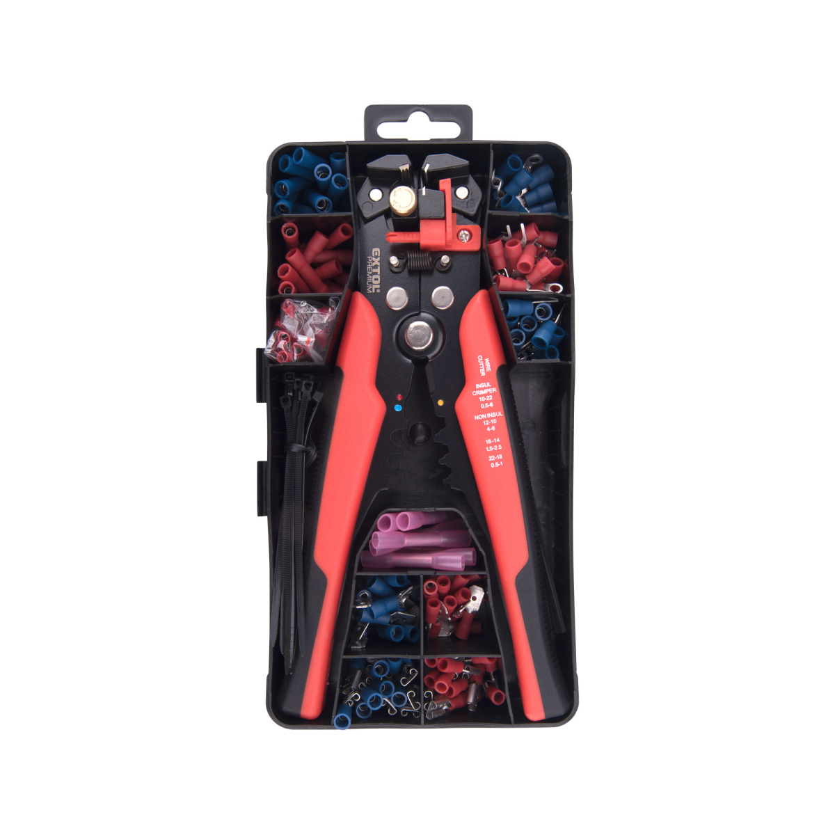 EXTOL PREMIUM Kleště odizolovací/krimpovací a koncovky, sada 231ks 8831126
