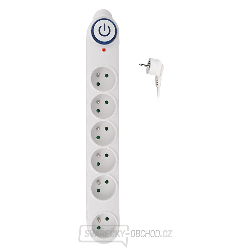 Solight přepěťová ochrana, 150J, 6 zásuvek, 3m, bílá