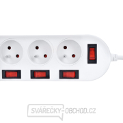 Solight prodlužovací přívod, 5 zásuvek, bílý, 6x vypínač, 3m Náhled
