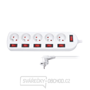 Solight prodlužovací přívod, 5 zásuvek, bílý, 6x vypínač, 3m Solight prodlužovací přívod, 5 zásuvek, bílý, 6x vypínač, 3m gallery main image