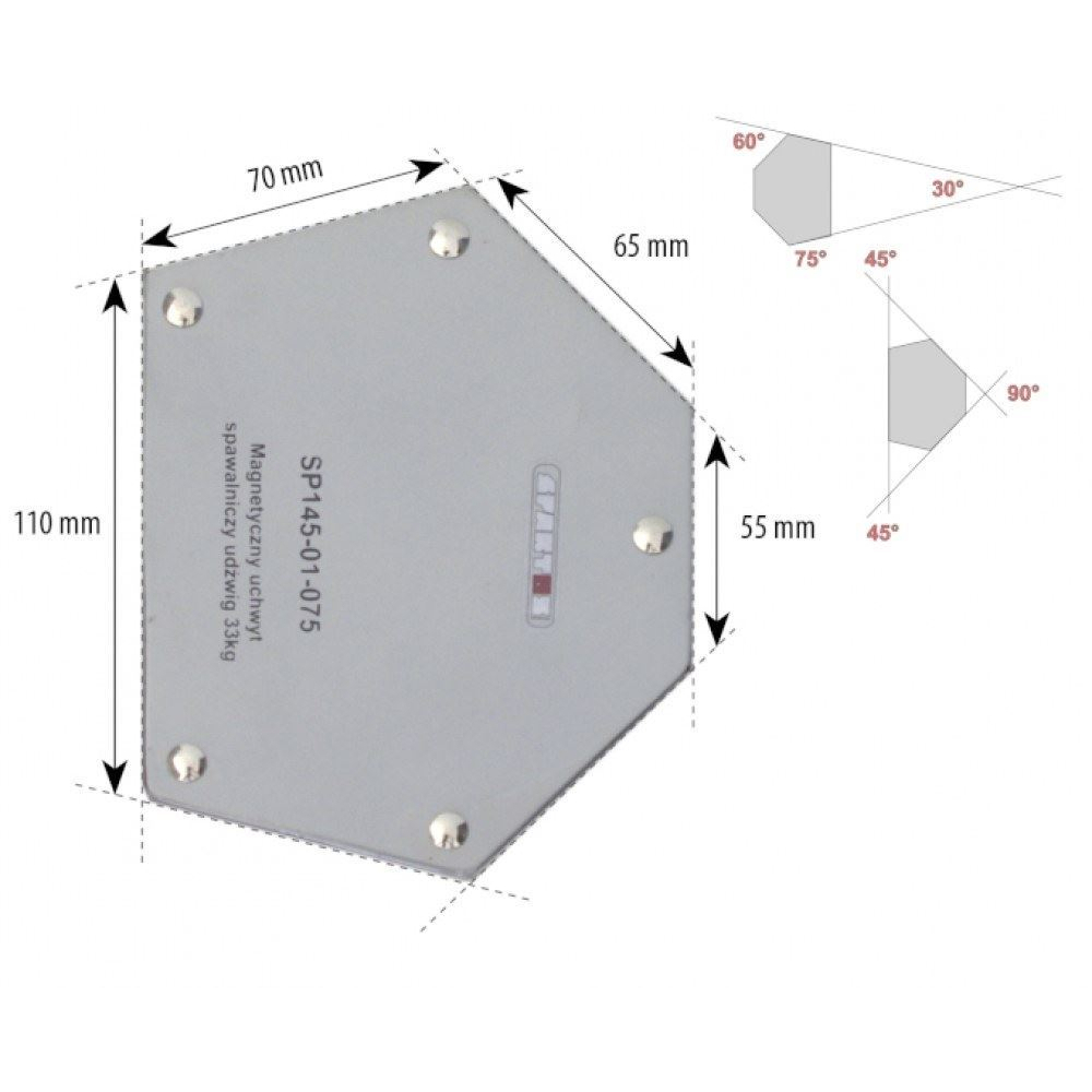 Spartus Úhlový magnet 33kg, 6-úhelník SP145-01-075