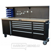 Dílenský pojízdný stůl - ponk, se skříněmi a děrovanou stěnou - ASTA gallery main image