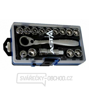 Gola sada ASTA, profil Gear Lock, průchozí ráčna a hlavice - 15 ks gallery main image