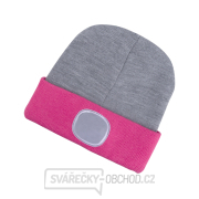 čepice s čelovkou 4x45lm, USB nabíjení, světle šedá/růžová, oboustranná, univerzální velikost Náhled