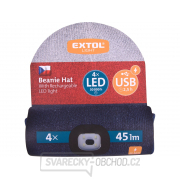 čepice s čelovkou 4x45lm, USB nabíjení, bílá/červená/modrá, univerzální velikost náhled