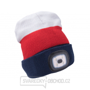 čepice s čelovkou 4x45lm, USB nabíjení, bílá/červená/modrá, univerzální velikost čepice s čelovkou 4x45lm, USB nabíjení, bílá/červená/modrá, univerzální velikost gallery main image