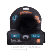 čepice s čelovkou 4x45lm, USB nabíjení, černá se třpytkou a bambulí, univerzální velikost náhled