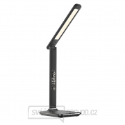 Solight LED stolní lampička s displejem, 9W, volba teploty světla, kůže, černá Náhled