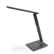 Solight LED stolní lampička s displejem, 9W, volba teploty světla, kůže, černá Náhled