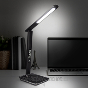 Solight LED stolní lampička s displejem, 9W, volba teploty světla, kůže, černá náhled