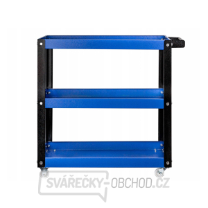 Dílenský vozík - pojízdný manipulační stolek, 3 patra, s rukojetí Dílenský vozík - pojízdný manipulační stolek, 3 patra, s rukojetí gallery main image