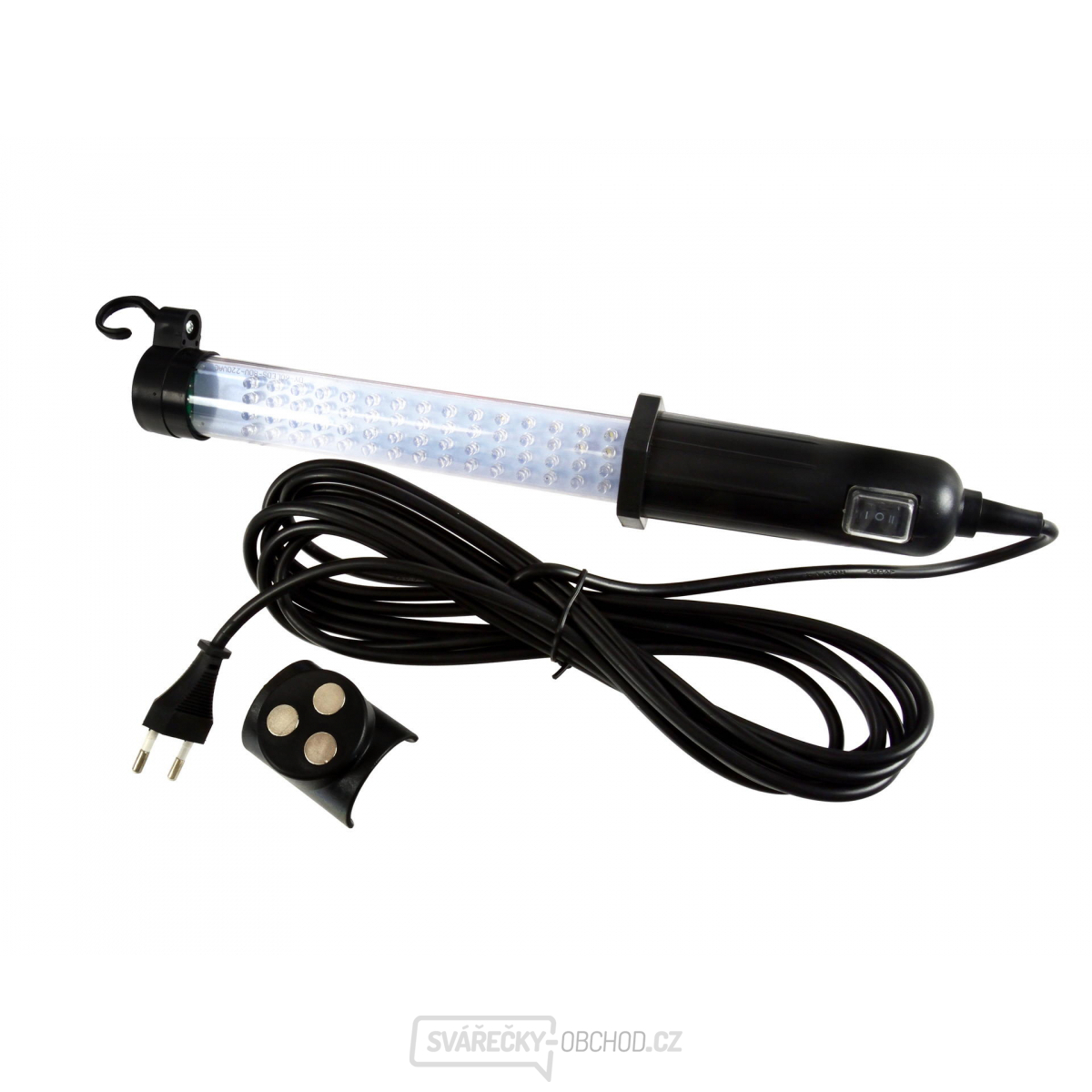 Montážní lampa LED, 60+9 diod, elektrická 230V, s hákem a magnety