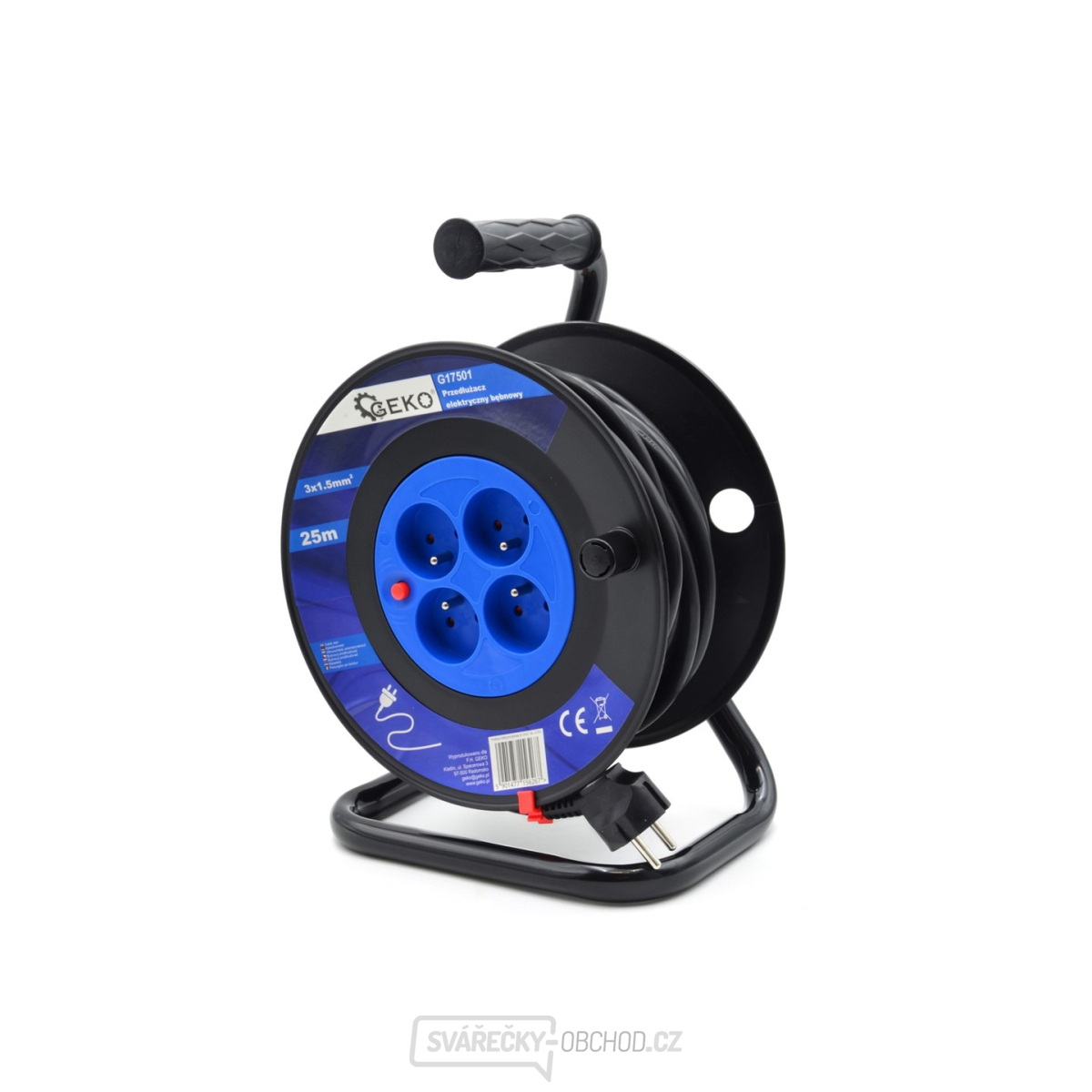 Prodlužovací kabel 3 x 1.5 mm2, buben 25 m, 4 zásuvky