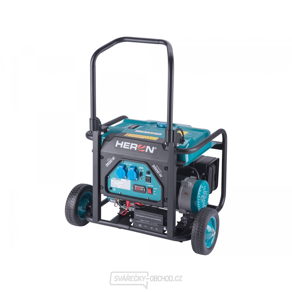 Elektrocentrála benzínová, 7,5HP/3,5kW, podvozek, elektrický start