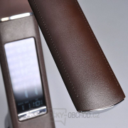 Solight LED stolní lampička s displayem, 6W, 4100K, kůže, hnědá náhled