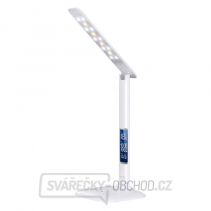 Solight LED stmívatelná stolní lampička s displejem, 6W, volba teploty světla, bílý lesk gallery main image