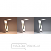 Solight LED stolní lampička nabíjecí, 5W, display, změna chromatičnosti, USB, bílá Náhled