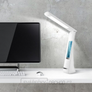 Solight LED stolní lampička nabíjecí, 5W, display, změna chromatičnosti, USB, bílá náhled