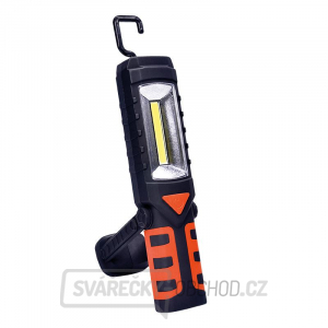 Solight multifunkční nabíjecí LED lampa,  3W COB, 250 + 40lm, Li-Ion, USB, černooranžová gallery main image