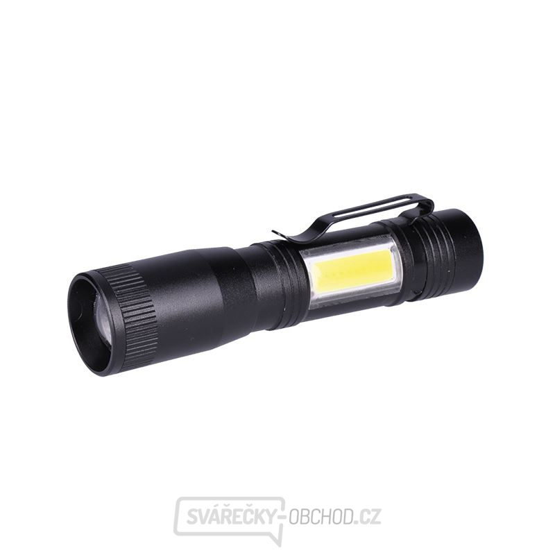 Solight LED kovová svítlna 3W + COB, 150 + 60lm, AA, černá