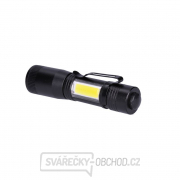 Solight LED kovová svítlna 3W + COB, 150 + 60lm, AA, černá Náhled