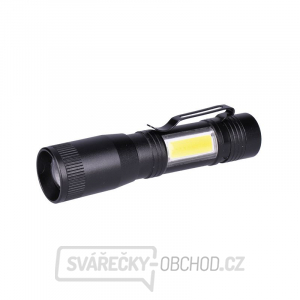 Solight LED kovová svítlna 3W + COB, 150 + 60lm, AA, černá gallery main image