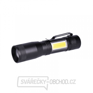 Solight LED kovová svítlna 3W + COB, 150 + 60lm, AA, černá