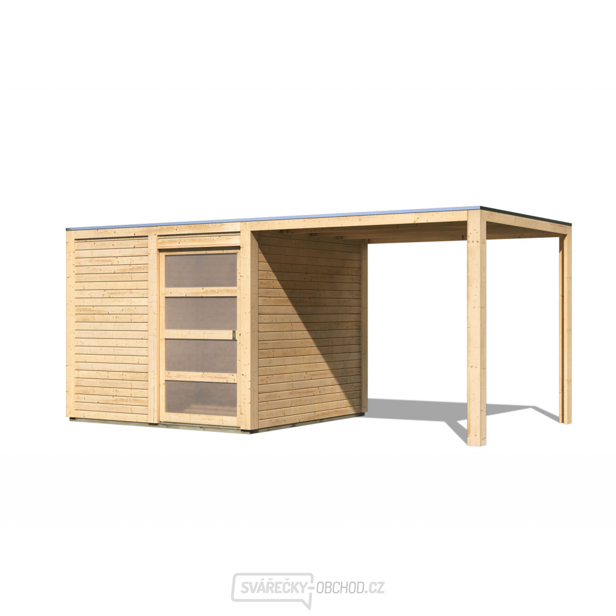 Dřevěný domek KARIBU QUBIC 2 + přístavek 266 cm (88528) natur