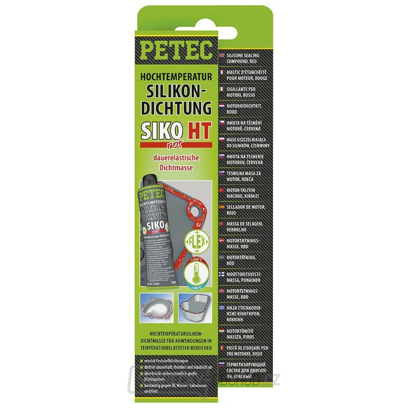 PETEC 97880 Silikonová těsnicí hmota, červená