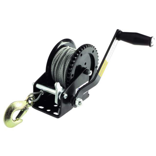 Levně Ruční naviják 550kg ocelové lano 5mm/15m s hákem CTR550
