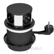 Solight prodlužovací přívod, 4 zásuvky, černý, 1,5m, výsuvný blok zásuvek, kruhový tvar Náhled