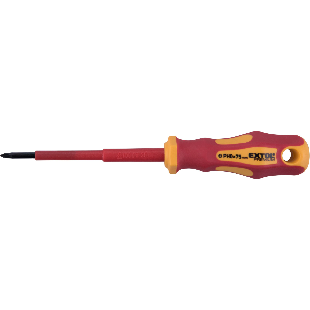 EXTOL PREMIUM šroubovák elektrikářský, PH0x75mm, VDE, CrV 53080