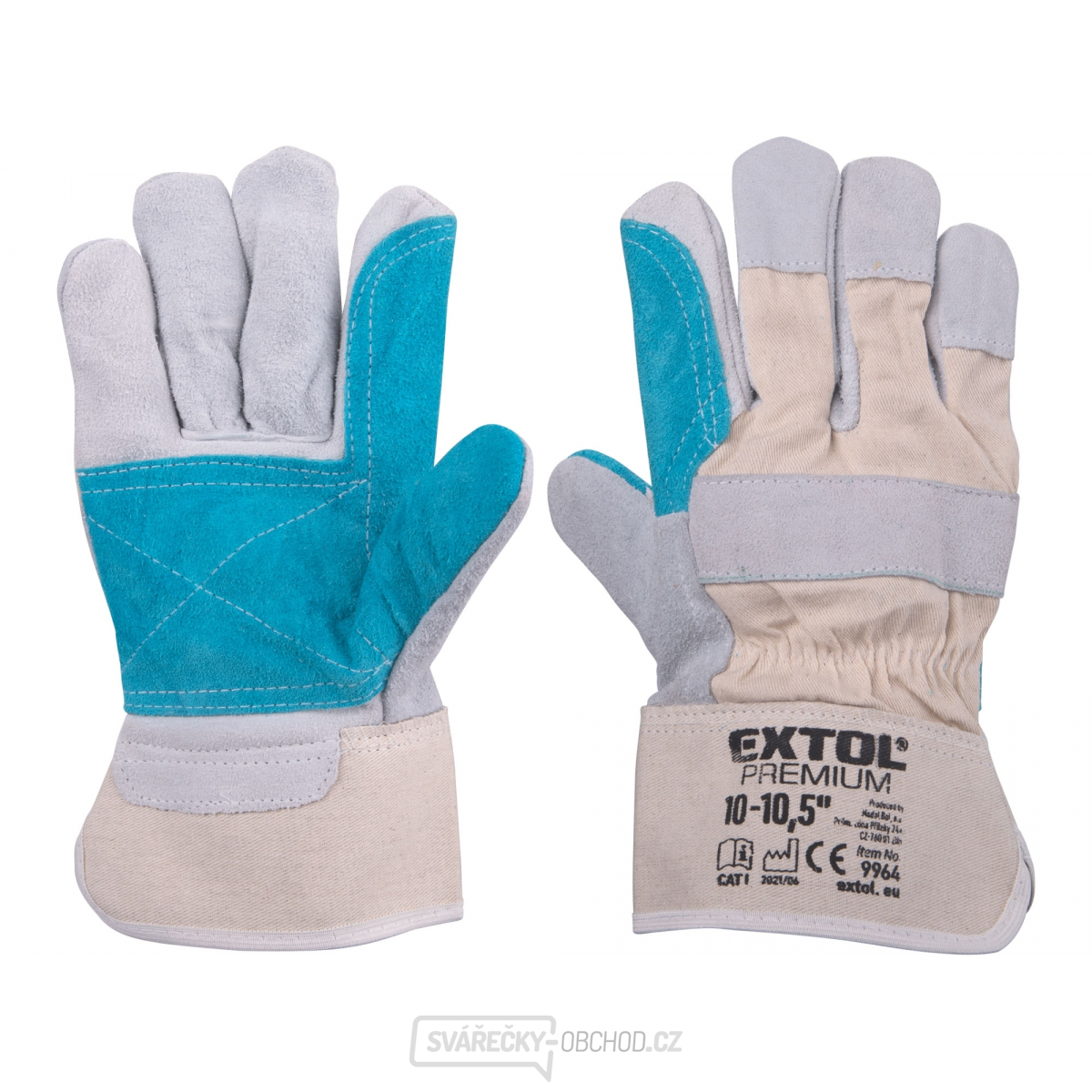 Rukavice kožené silné s podšívkou v dlani, velikost 10"-10,5"