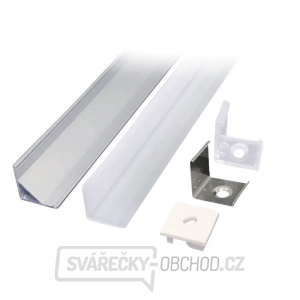Solight hliníkový profil pro LED pásky rohový, 16x16mm, mléčný difuzor, 1m gallery main image