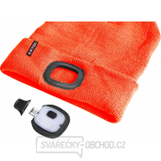 Čepice s čelovkou 4x25lm, USB nabíjení, fluorescentní oranžová, ECONOMY, univerzální velikost Náhled
