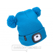 Čepice s čelovkou 4x25lm, USB nabíjení, modrá s bambulemi, dětská Čepice s čelovkou 4x25lm, USB nabíjení, modrá s bambulemi, dětská gallery main image