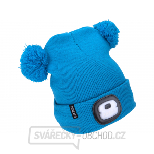 Čepice s čelovkou 4x25lm, USB nabíjení, modrá s bambulemi, dětská Čepice s čelovkou 4x25lm, USB nabíjení, modrá s bambulemi, dětská gallery main image