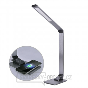 Solight LED stolní lampička stmívatelná, 10W, indukční nabíjení, změna chromatičnosti, hliník, šedá gallery main image