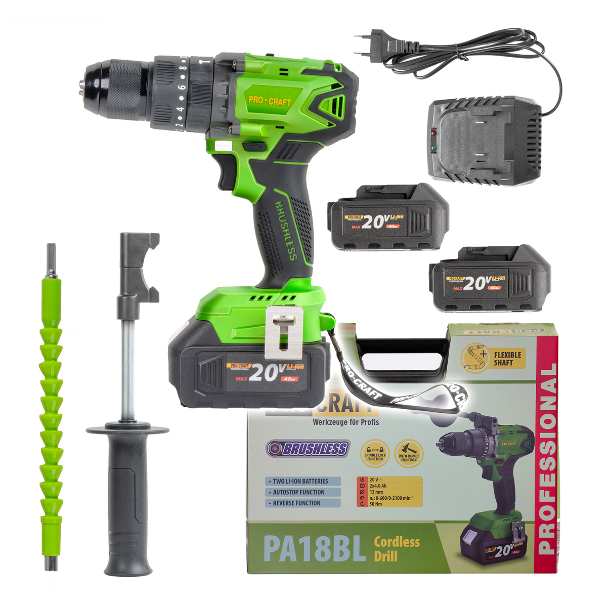Aku vrtací šroubovák s příklepem Procraft PA18BL | PA18BL PA18BL