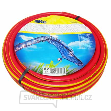 Zahradní hadice červená - žlutý pruh 3/4" - 25m