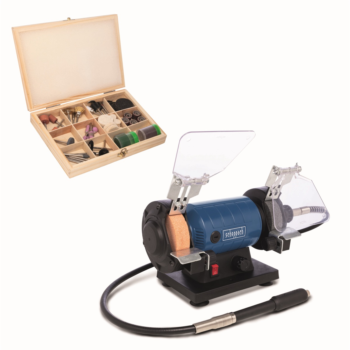 Scheppach HG 35 - dvoukotoučová bruska leštička se systémem Flexidrive 5903112901