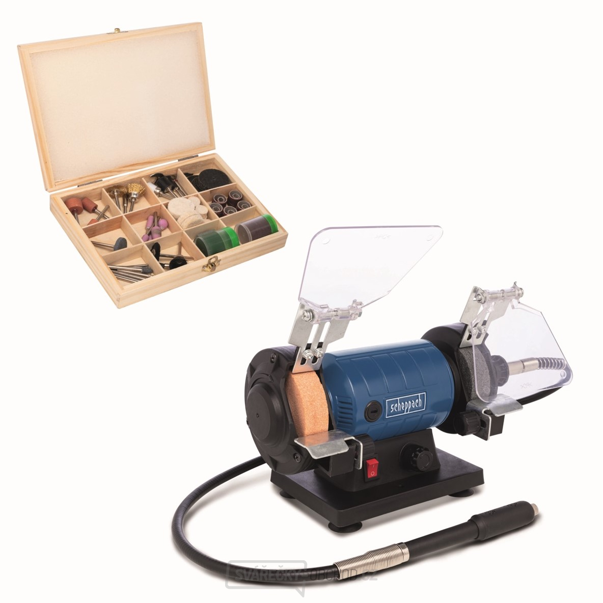 Scheppach HG 35 - dvoukotoučová bruska leštička se systémem Flexidrive